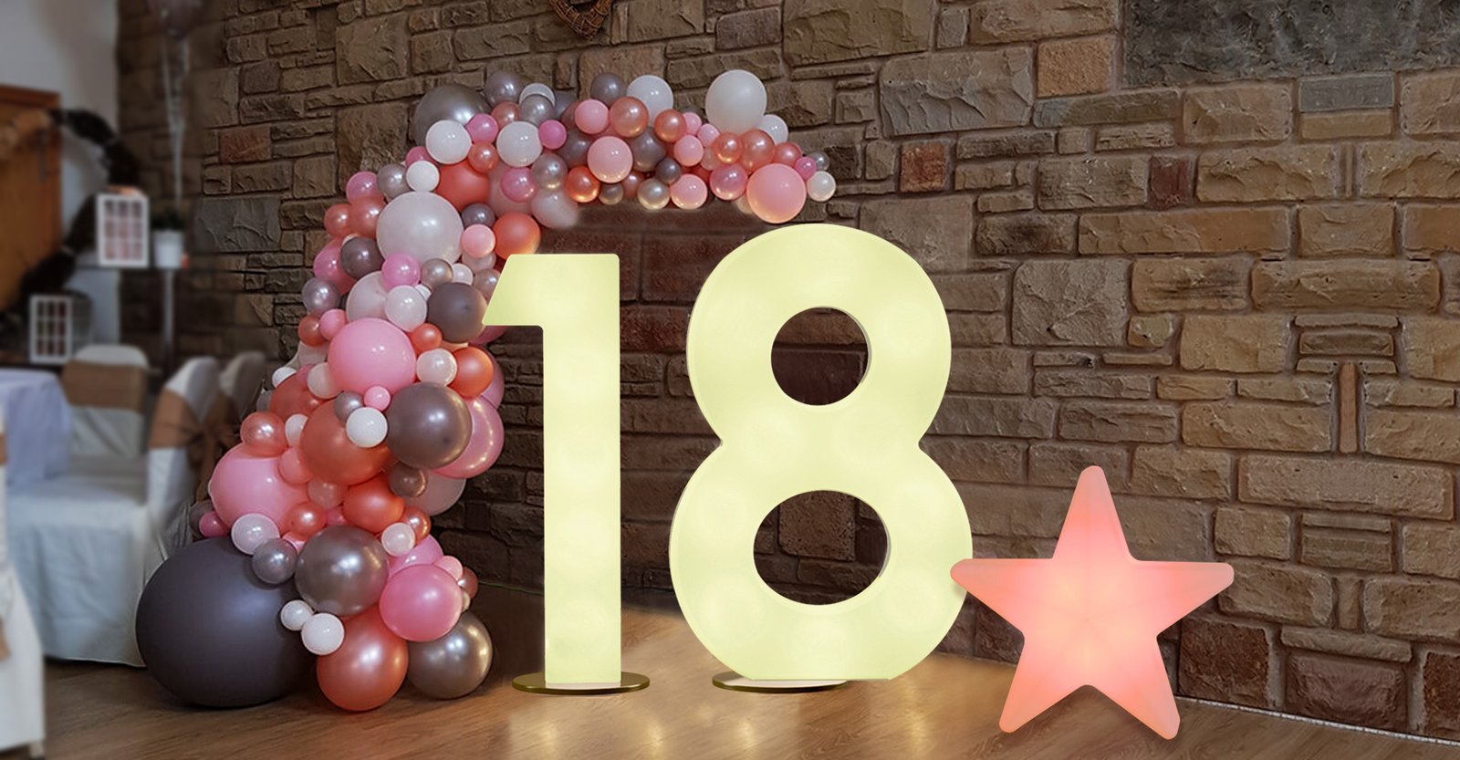 LED numbers 18 for birthday party