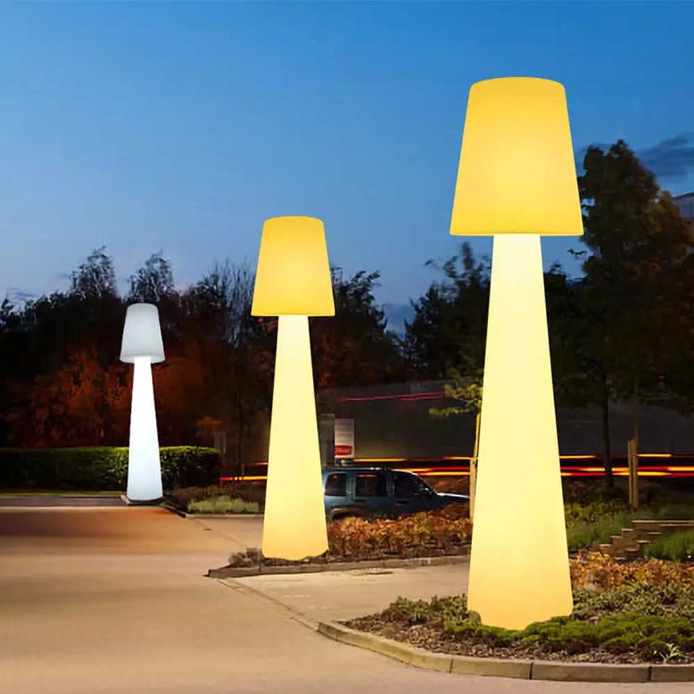 LED outdoor flared shade floor lamp for landscape decor