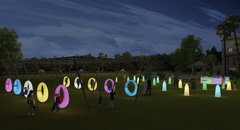 Colorful glowing LED swing hanging chair is definitely a great addition to your event or hotel resort patio