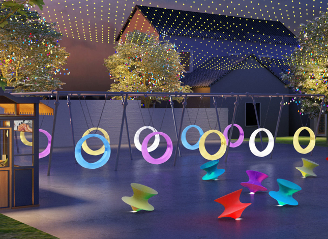 light up swing seat with glow spun chair in the courtyard of your villa 1