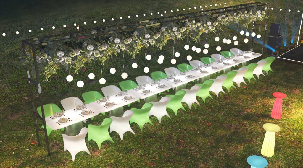 LED chairs and tables Creates a Perfect Venue with oudoor events