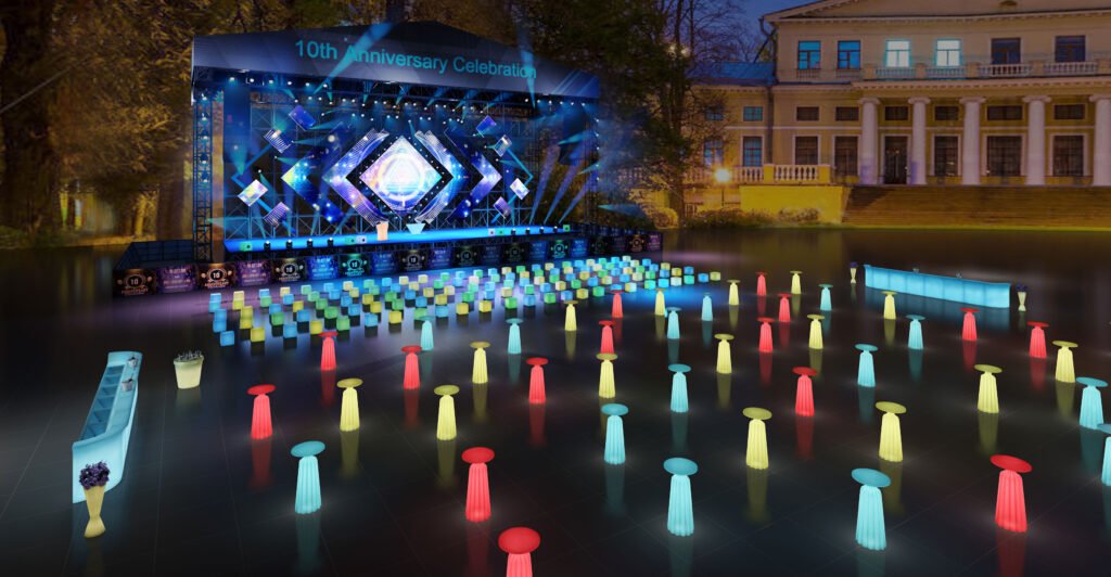 اجعل تجربة مهرجان الموسيقى الخاصة بك مشعة مع مجموعة رائعة من مجموعة أثاث LED متوهجة