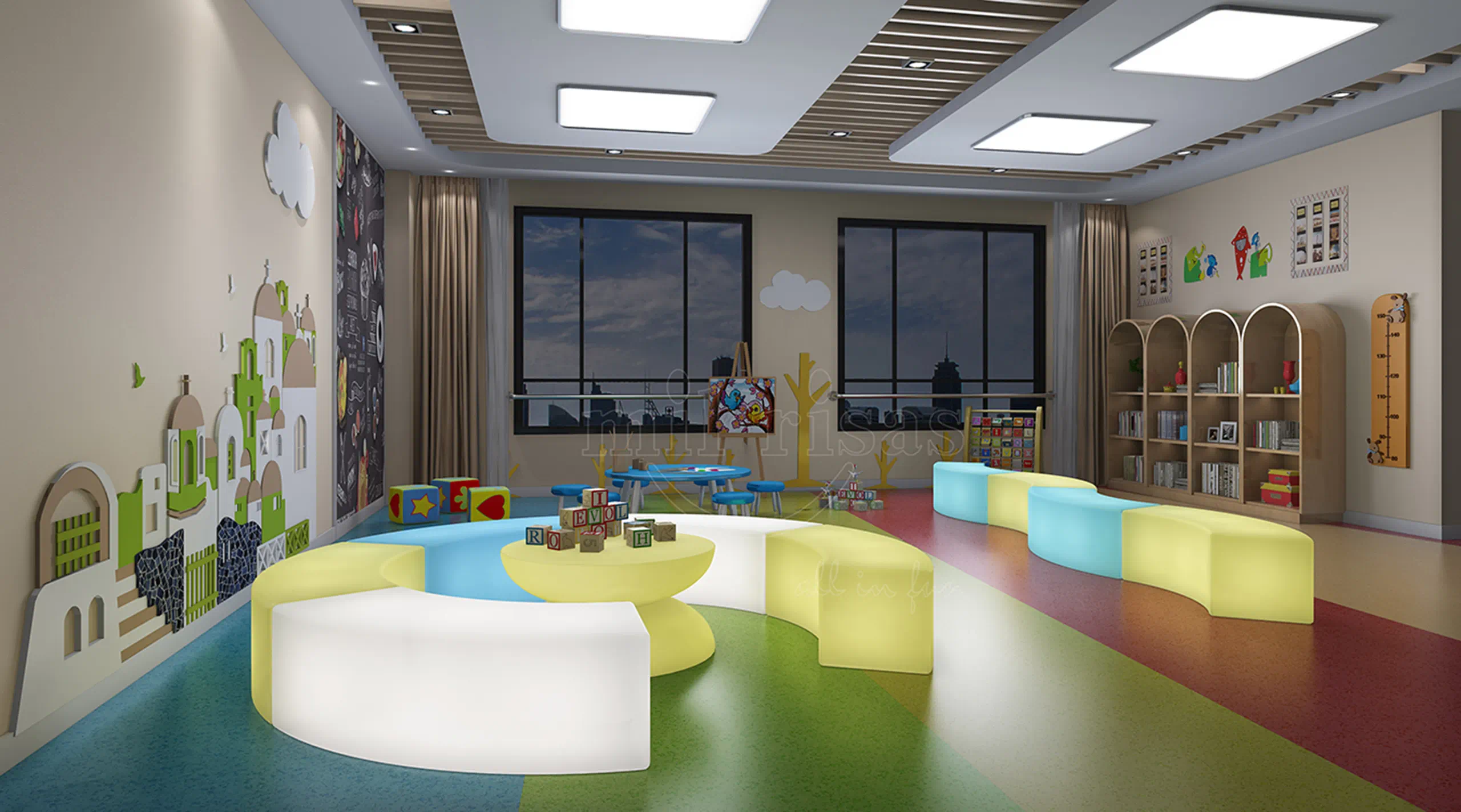 Children’s Playroom With Glowing Modular LED Furniture — Ideal for LED Furniture Buying & Comparison