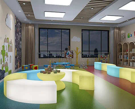 Children’s Playroom With Glowing Modular LED Furniture — Ideal for LED Furniture Buying & Comparison