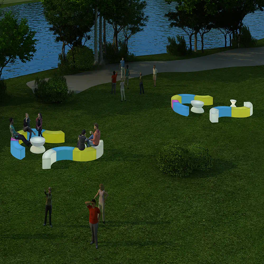 LED Curved Park Bench 1