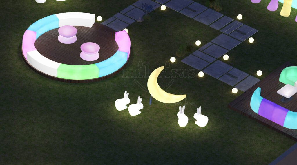 LED Half Moon Swing Chairs for Illuminating Your Villa Courtyard