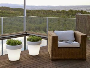 Several-LED-flower-pots-with-remote-control-used-in-outdoor-