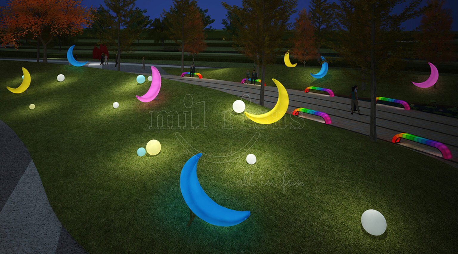 moon shaped led swing chair for team park