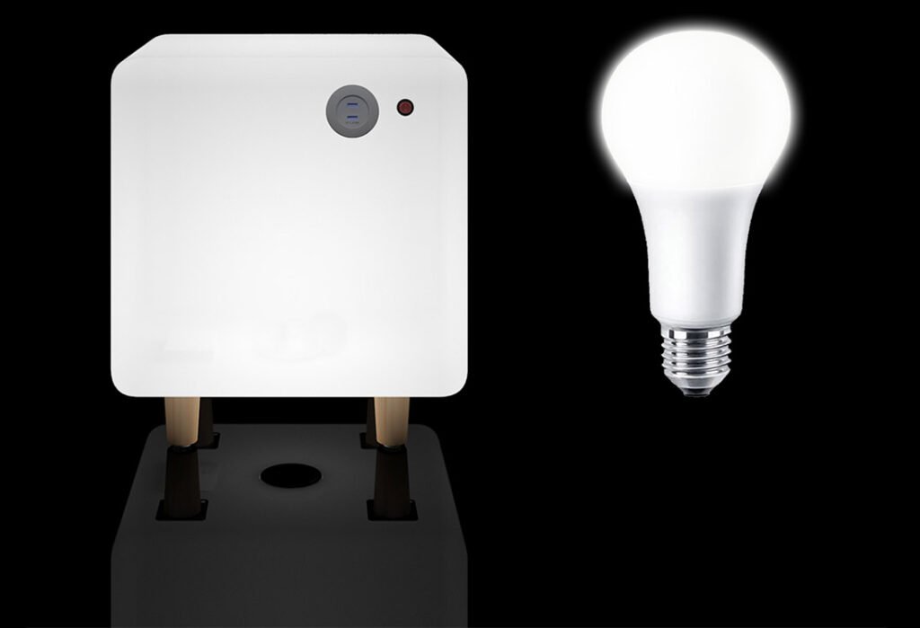 LED-cube-end-table-built in-E27-light-bulb