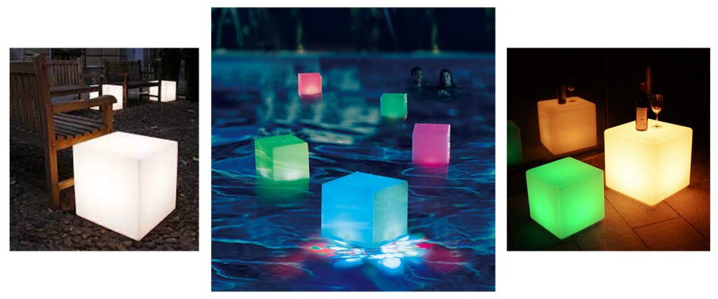Plastic RGB outdoor changing cube lamp