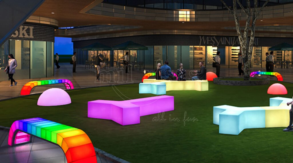 Y Shaped LED Light-up Bench for Urban Spaces