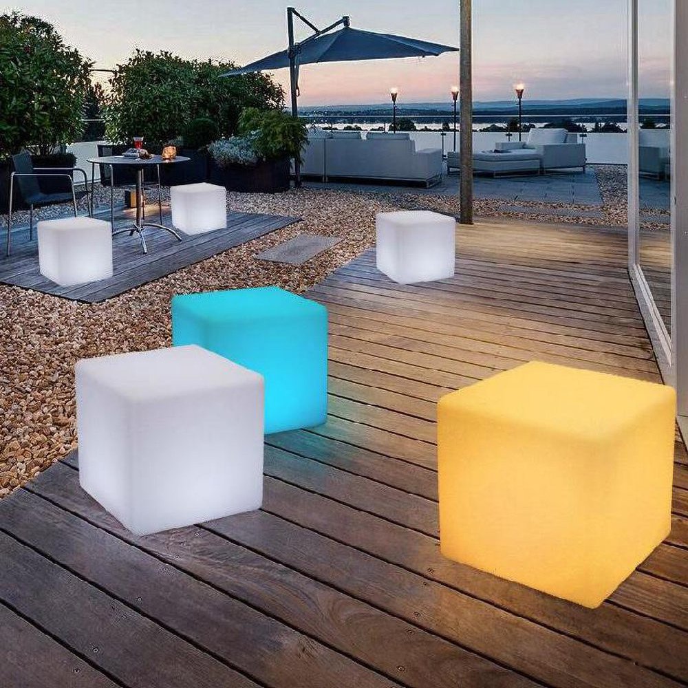 LED Cube Stool 43 cm Color Changing Glow Cube Colorfuldeco