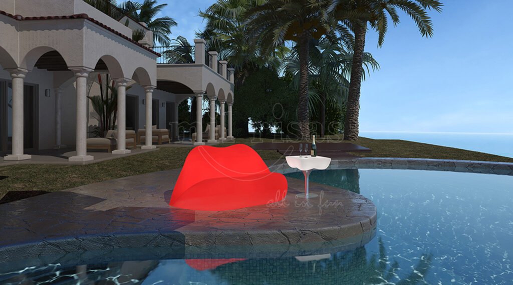 Add a Flirty Twist to Your Poolside with the Glow Lip Sofa LED