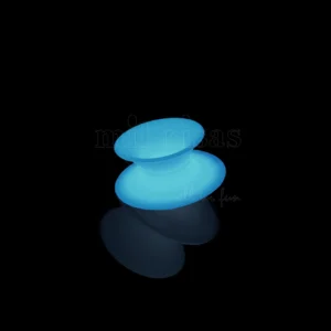 Small blue glowing Spun Chair with interactive 360-degree rotation for modern event lounge decor.