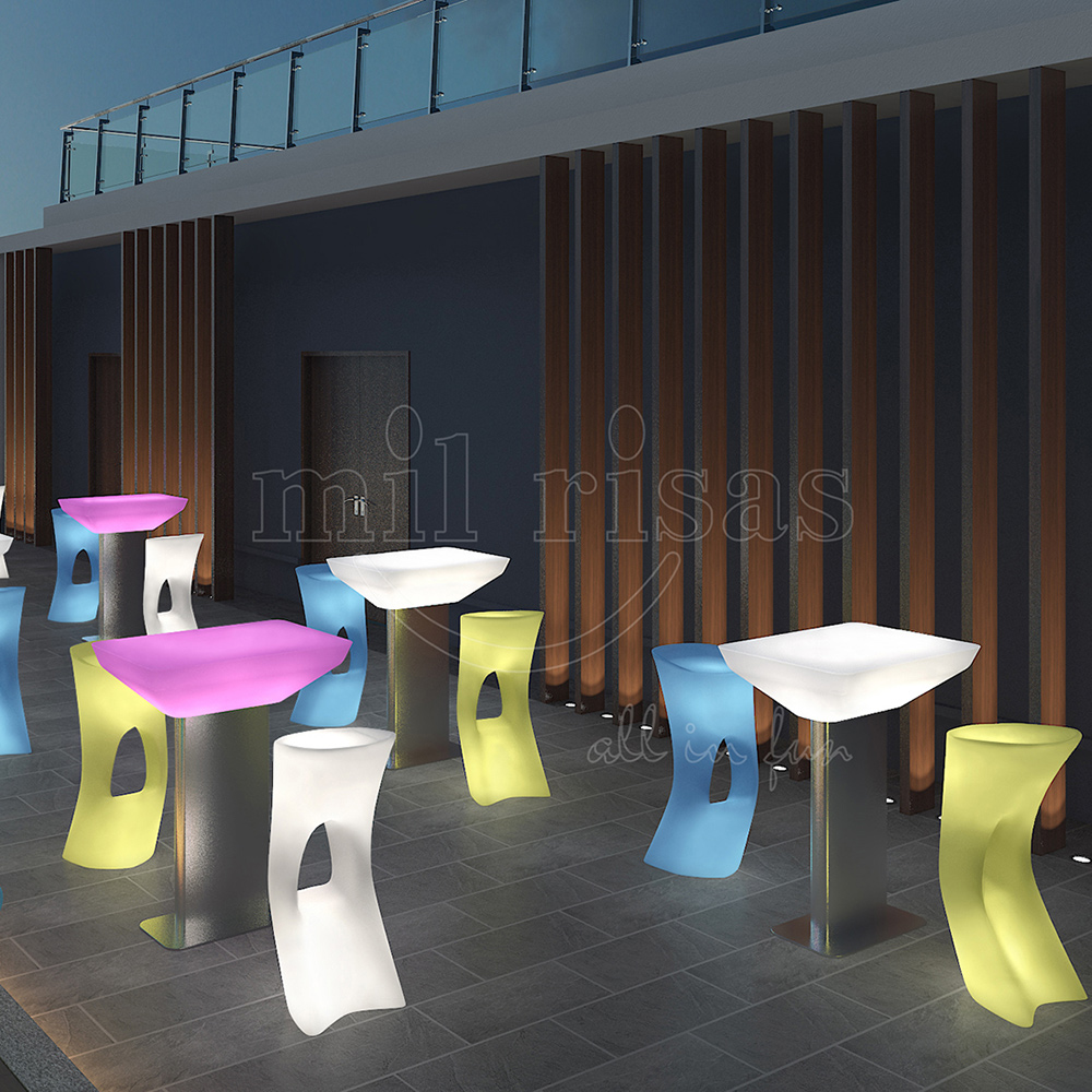 Create a Vibrant Neon Ambiance on Hotel Terraces with the Small LED Bar End Table