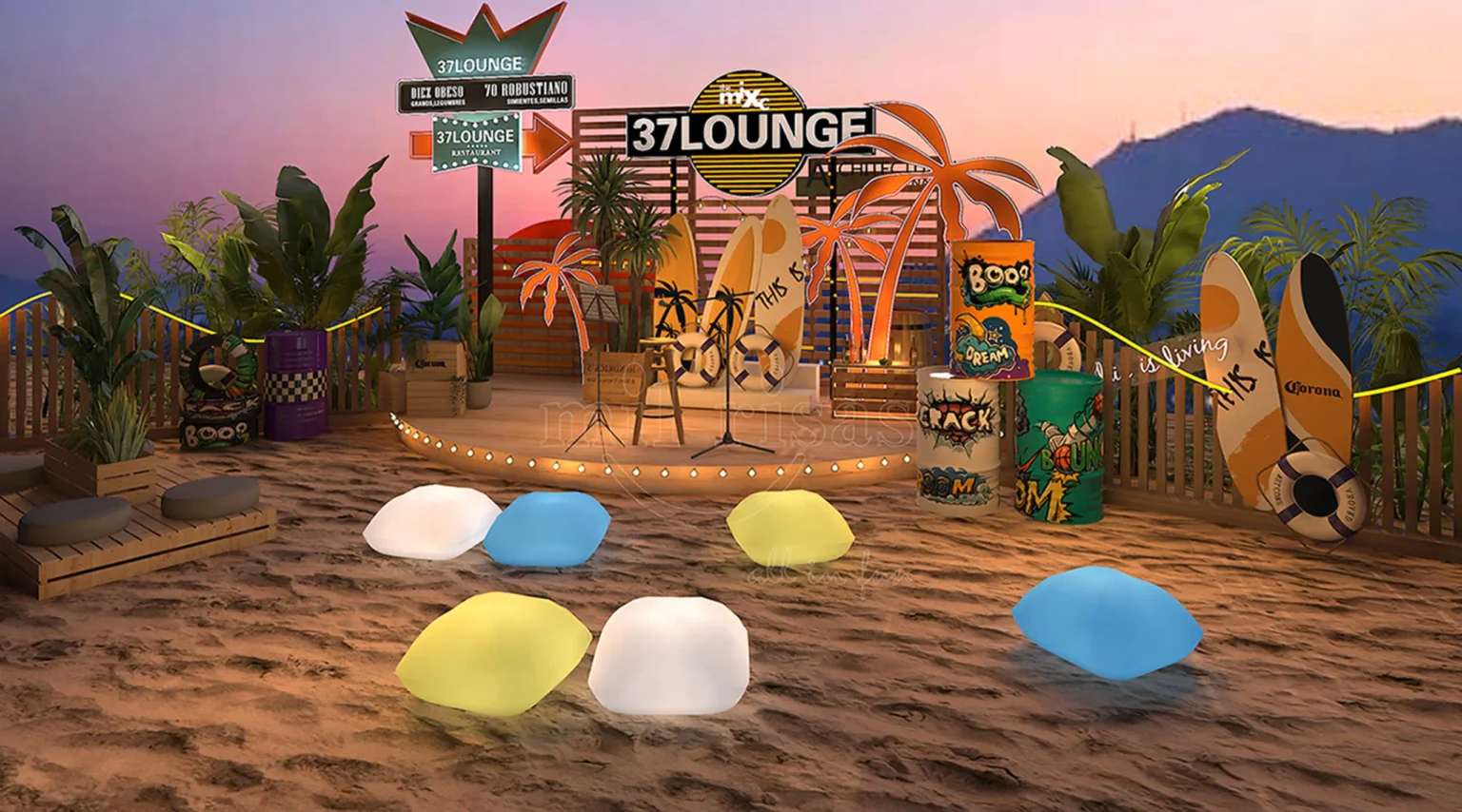 Enhance Your Tropical Party Vibes with Multicolor LED Pillow Stools