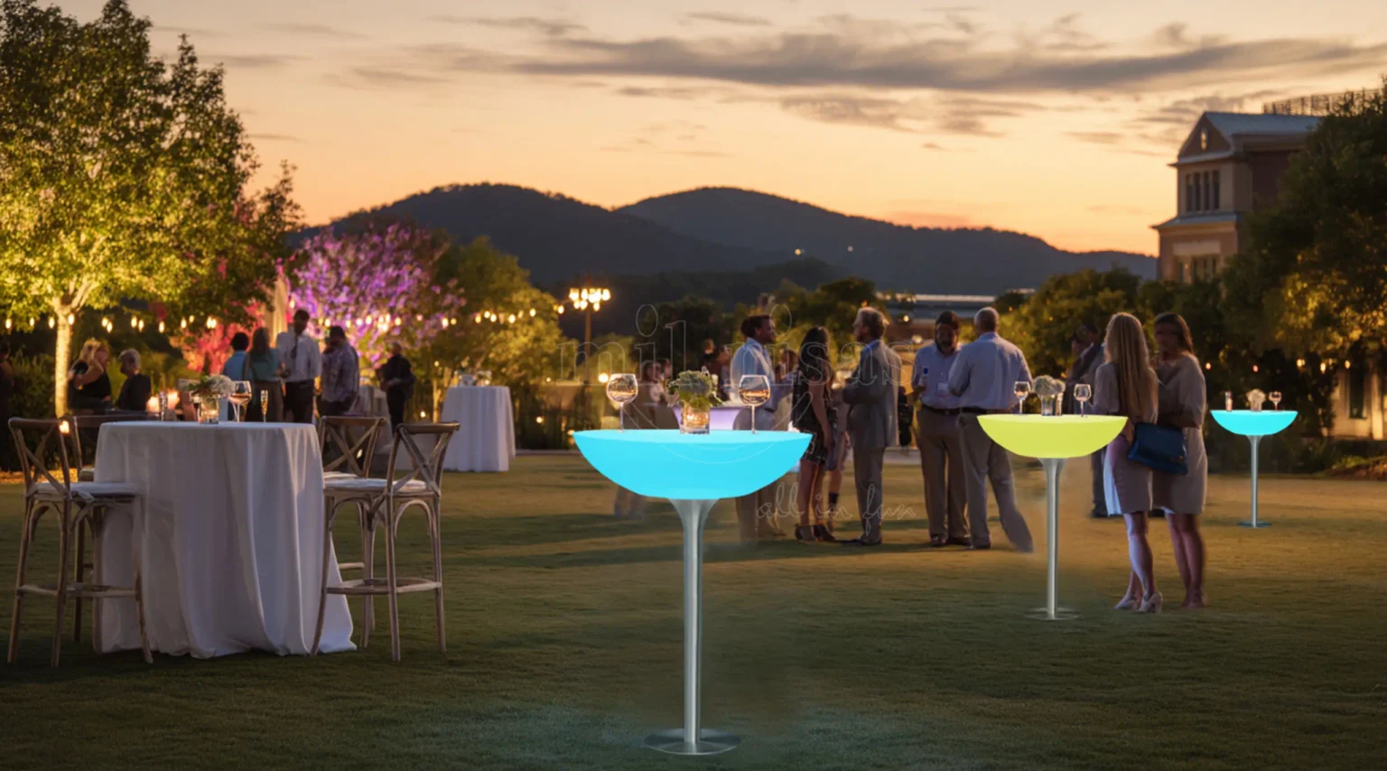 High Lounge Table as a Focal Point in Outdoor Social Gatherings