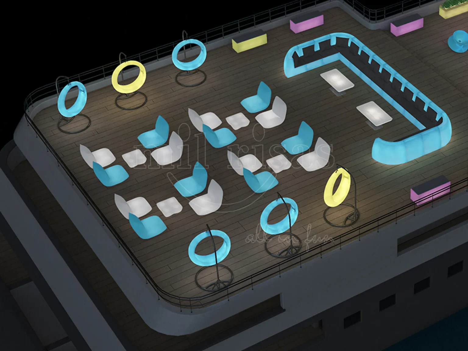 Huge LED Pillow Chair for Cruise Relaxation