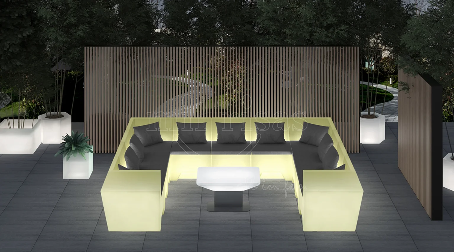 Light Up LED Sectional Couch With Soft Cushion Lumbar Pillow, outdoor patio events Furniture