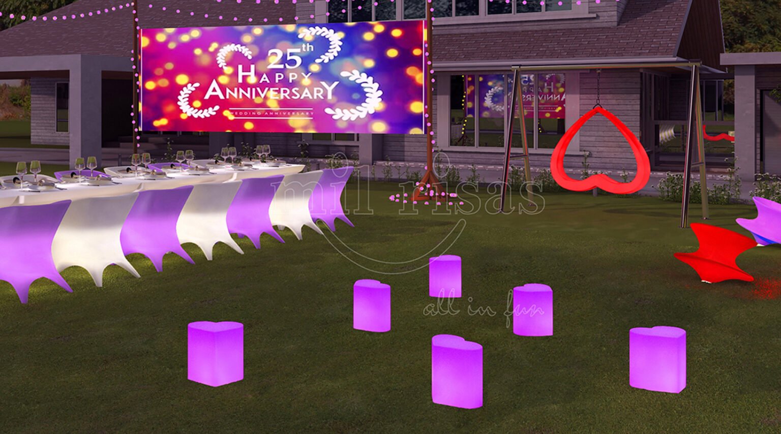 Make Your Anniversary Glow with the Heart Shaped LED Light-up Bench