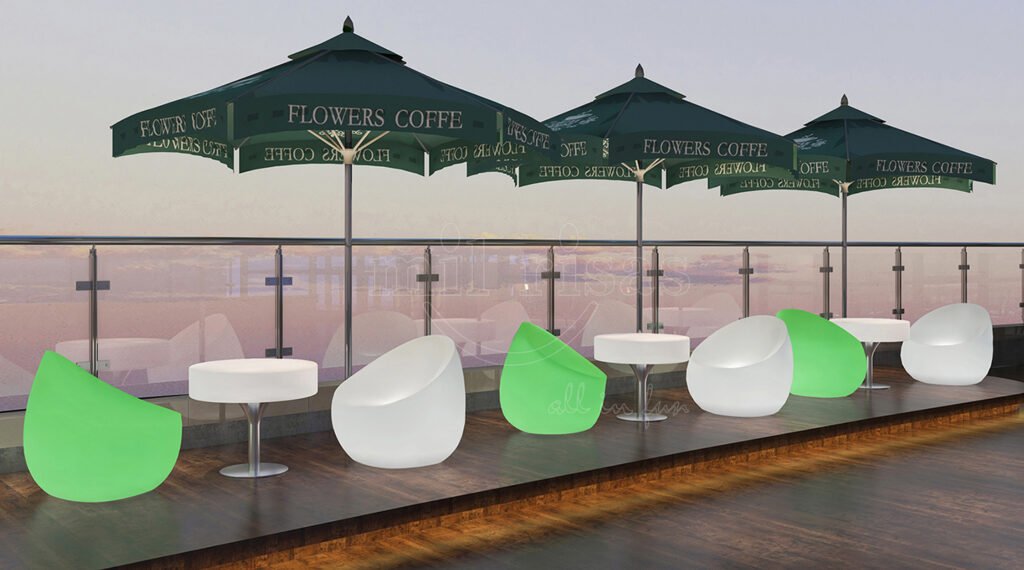 Stylish Round Illuminated LED Side Table 56cm Perfect Light for Your Hotel Terrace
