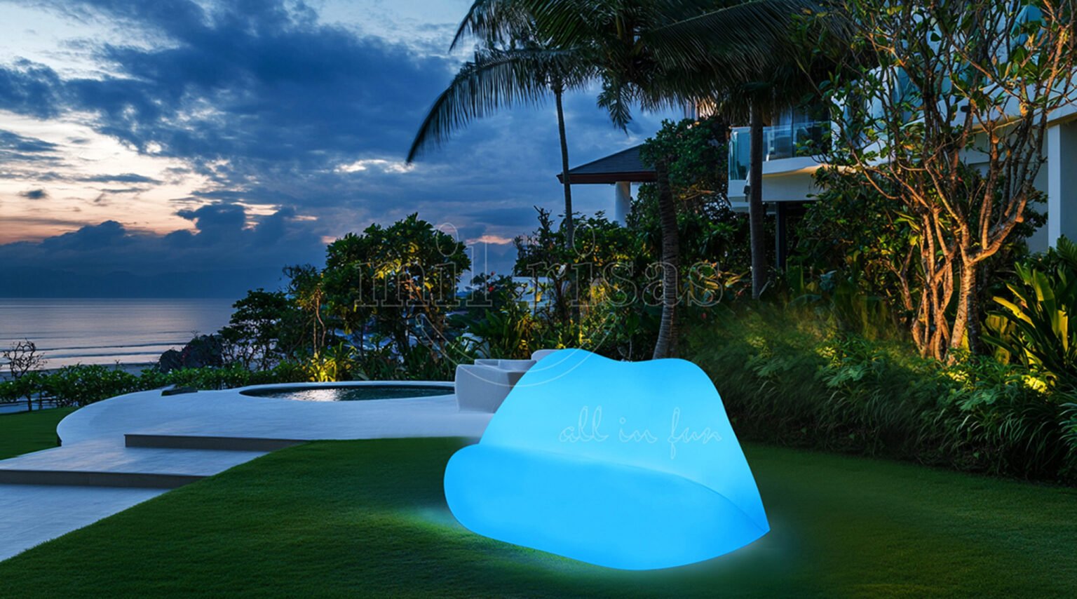 Transform Your Resort Lawn with the LED Lip Sofa’s Playful Glow