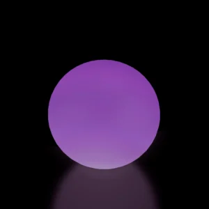 Large led light-up ball 80 cm, a purple glowing sphere light on a dark background, perfect for outdoor garden lights and events.