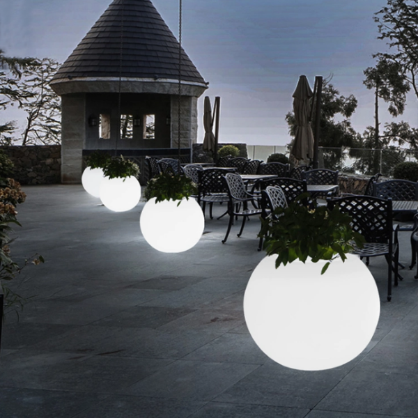 Illuminate your private gatherings with our Outdoor Solar Planters with LED Lights 1