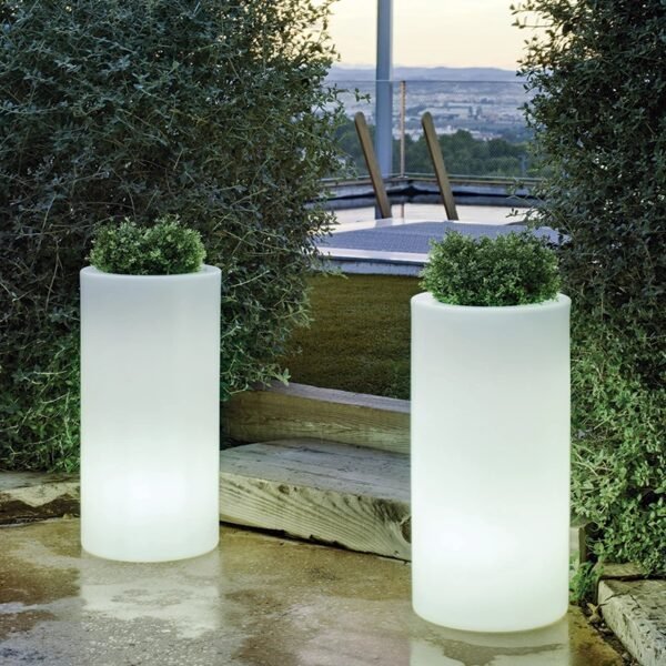 lighted flower pots outdoor
