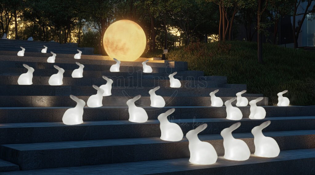 Add Whimsy to Park Steps with the Delightful Glow of Rabbit Lamps