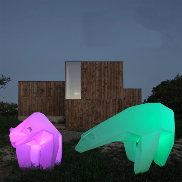 Large animal solar lights geometry LED polar bear decor lights for garden
