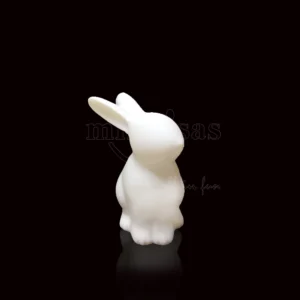 White rabbit lamp glowing in the dark, custom LED animal light for festival events and garden decor.