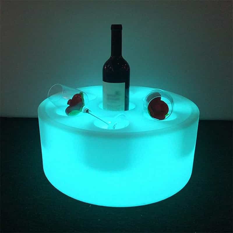 Colour Changing LED Ice Bucket With Stand Round 7 Hole Round Wine Tray Rack