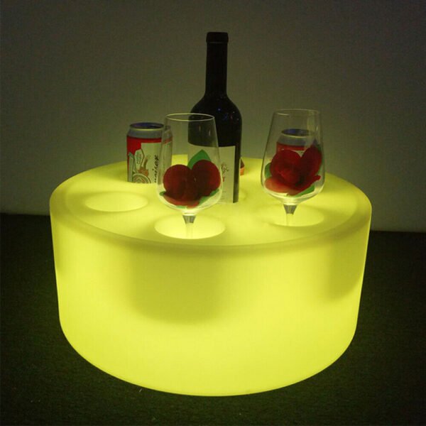 Colour changing led ice bucket with stand round 7 holes round wine tray rack