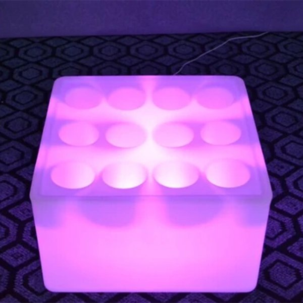 LED Square Beer Buckets Wholesale With 12 Holes Wine Holder 1