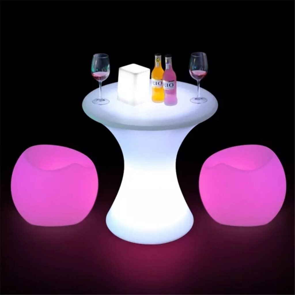 LED table and light up chairs