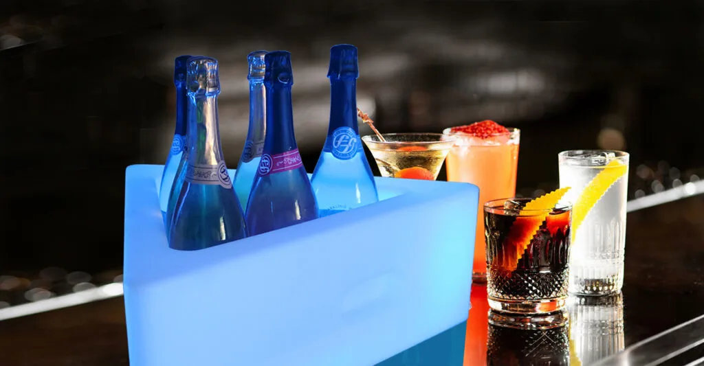 Secchiello per il ghiaccio luminoso di lusso luci colorate cestino per birra da Bar Ktv all'aperto, Cocktail di Champagne ghiacciato trasparente 12/24 bottiglie  15