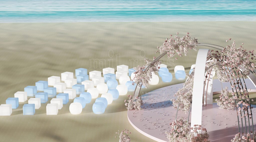 Drum Shape LED Light Up Stools for Chic Seaside Weddings