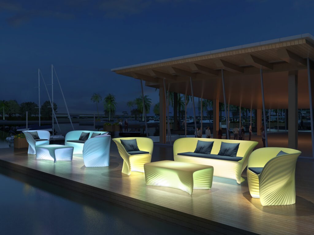 LED Light Sofa Set for Poolside