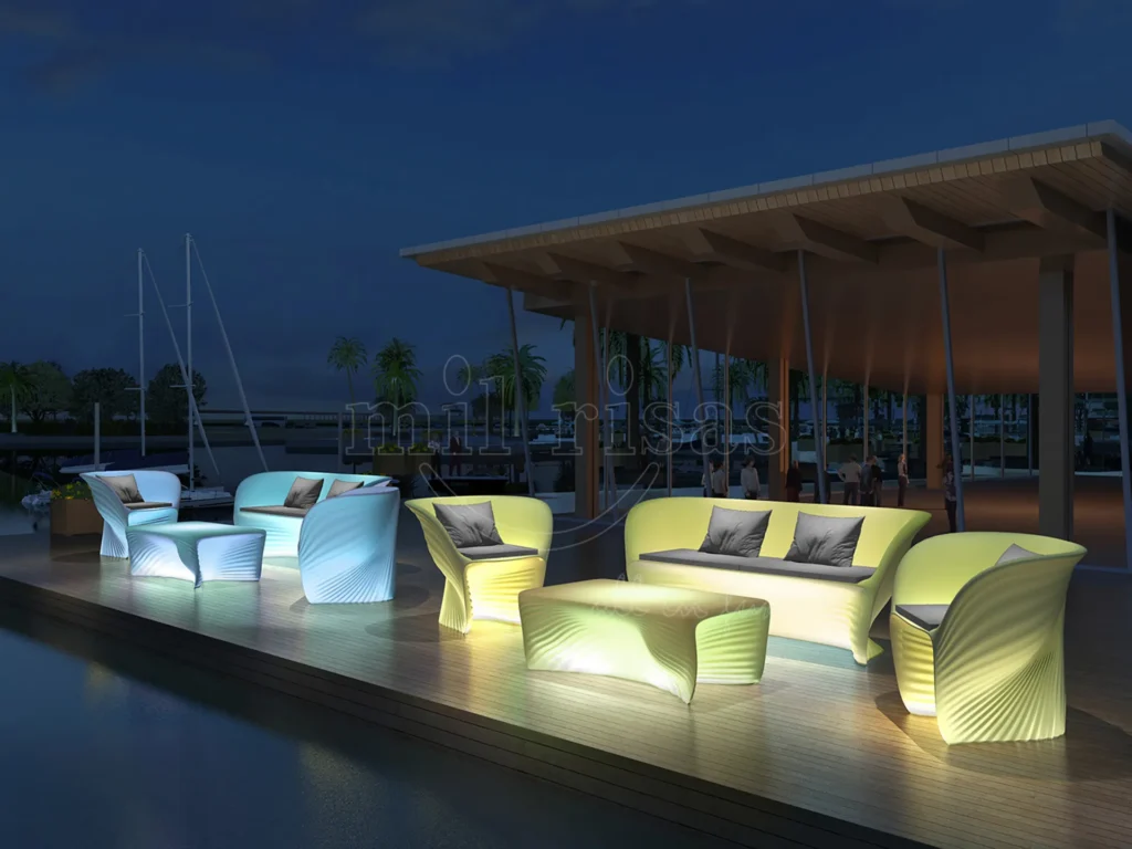 LED Light Sofa Set for Poolside