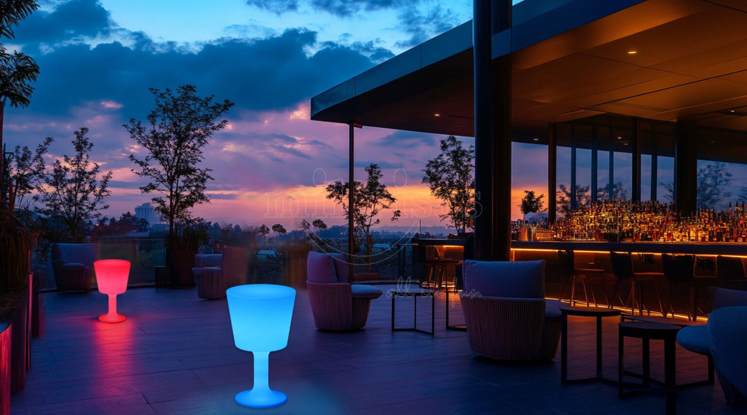 Bring Vibrant Color and Style to Outdoor Bars with Goblet Shape LED Floor Lamps