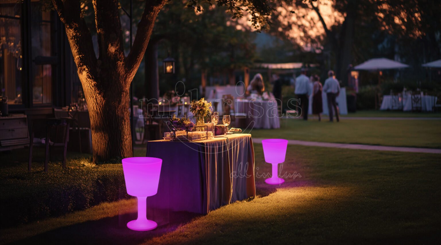 Create a Magical Outdoor Wedding with Modern Wine Cup Standing LED Floor Lights