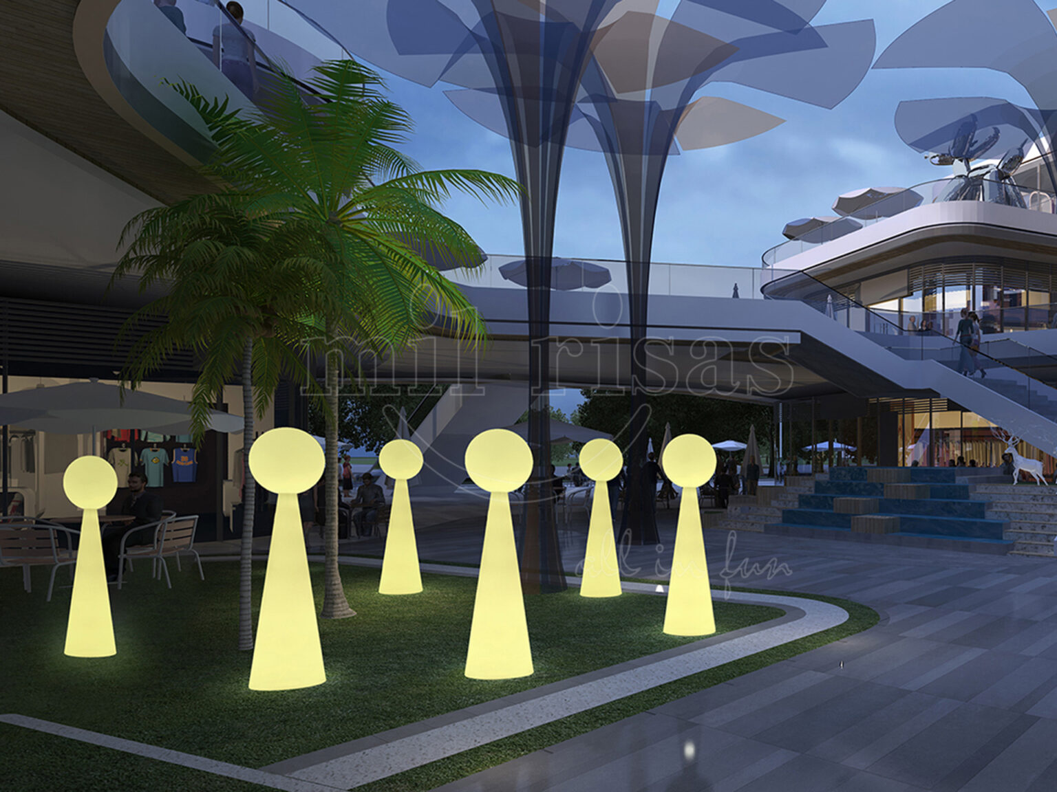 Elevate Shopping Complexes with LED Ball and Column Combination Floor Lamps