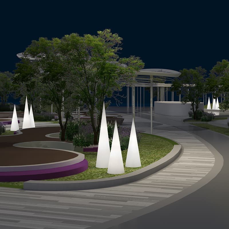 Large Outdoor LED Conical Floor Lamp