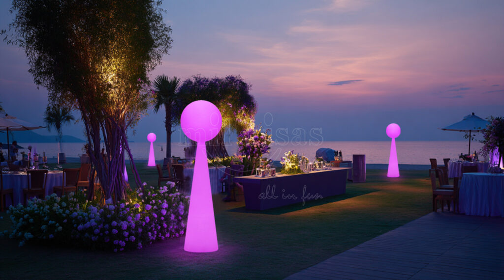 Light Up Romantic Outdoor Weddings with LED Ball and Column Combination Floor Lamps