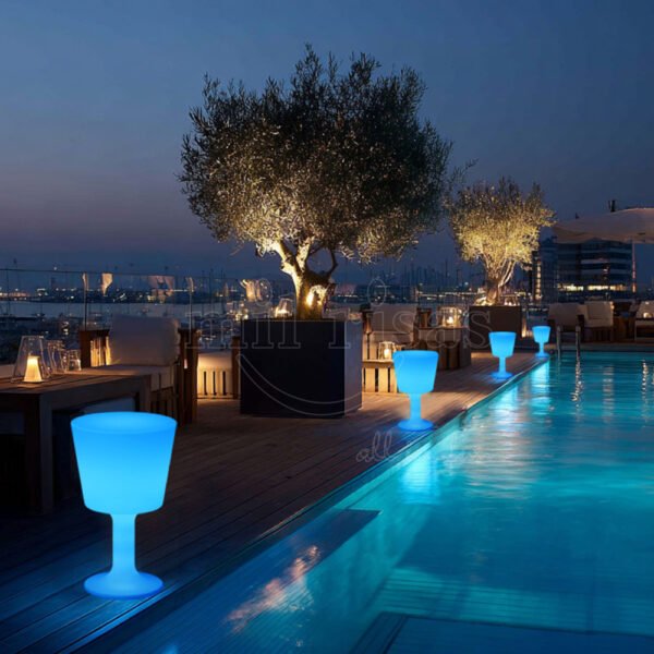 Light Up Your Outdoor Space with the Elegant Wine Cup Shape Standing Floor Lamp