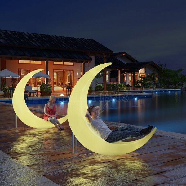 Enjoy the Night View with the LED Moon Floor Lamp Hanging Chair