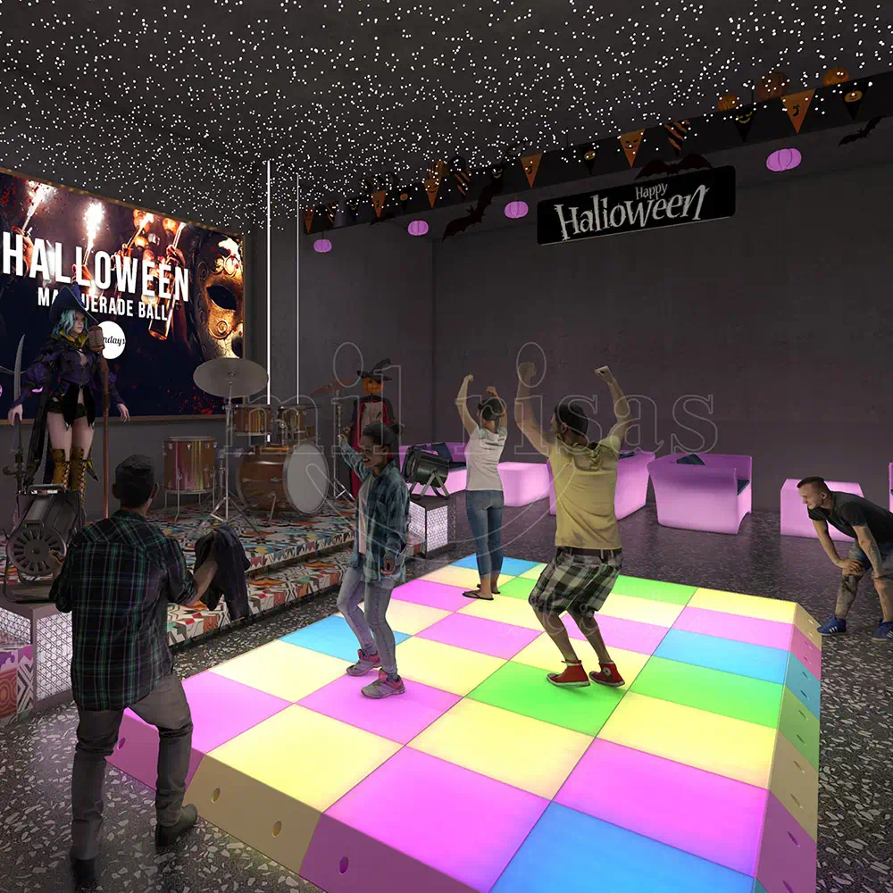 Indoor Halloween-Themed LED Dance Floor With Glowing Lights