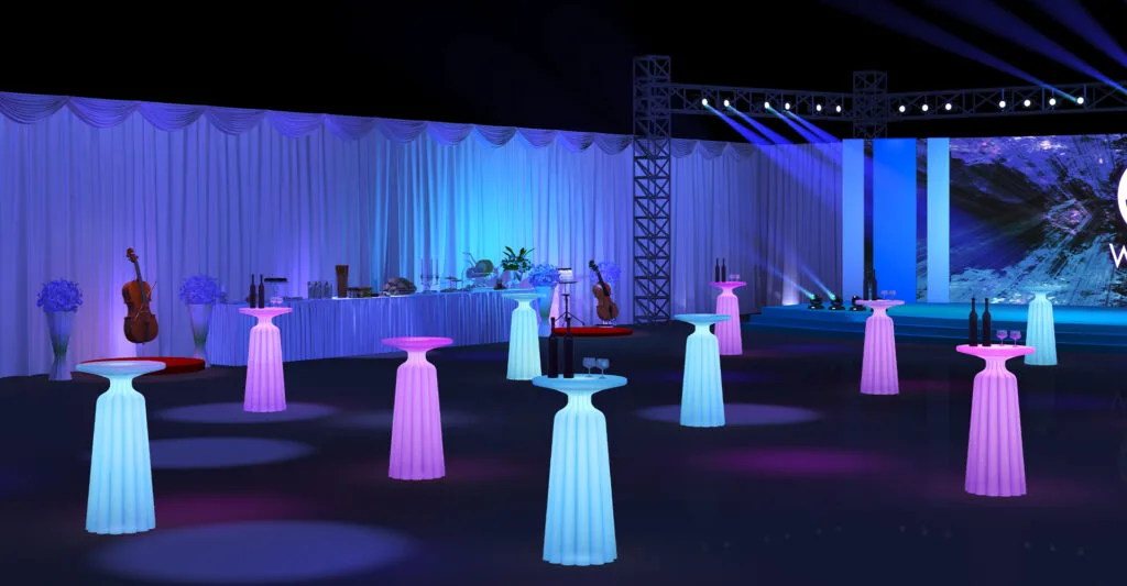 la decoración de la mesa de cóctel para fiestas es una excelente opción para las empresas de alquiler de eventos y los planificadores de eventos 1