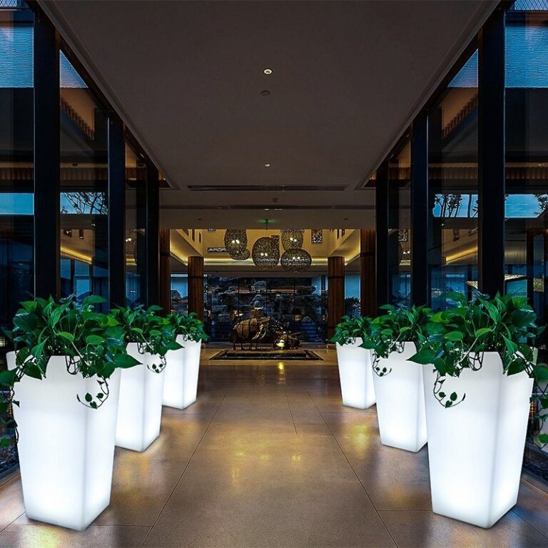 Tall Plastic Planters LED Garden Planters Pots Colorfuldeco
